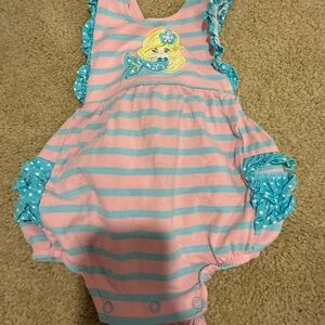 Pink and Blue Striped Mermaid Kids Bodysuit
